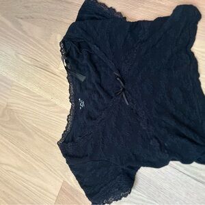 Aerie Black Lace Detail Top